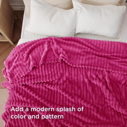 Bedsure Soft Queen Size Blanket for Bed Hot Pink 90x90