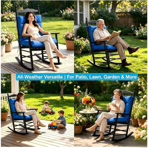 QILLOWAY Outdoor Seat/Back Chair Cushion Tufted Pillow, Spring/Summer Seasonal All Weather Replacement Cushions. (Marine Blue)