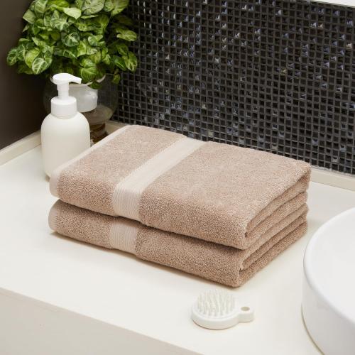 Amazon Basics Fade-Resistant 100% Cotton Bath Towel, 2 Pack, 30x54, Taupe