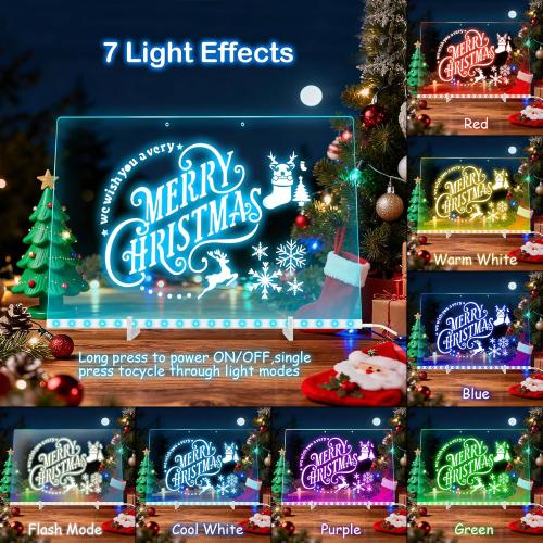 LED Drawing Board, Class Valentines Day Gifts for Kids Toys, 17 Light Up Acrylic Dry Erase Led Note Board with Colors, Doodle Glow Board, Magic Drawing Tablet as Birthday Gifts for Girls Boys