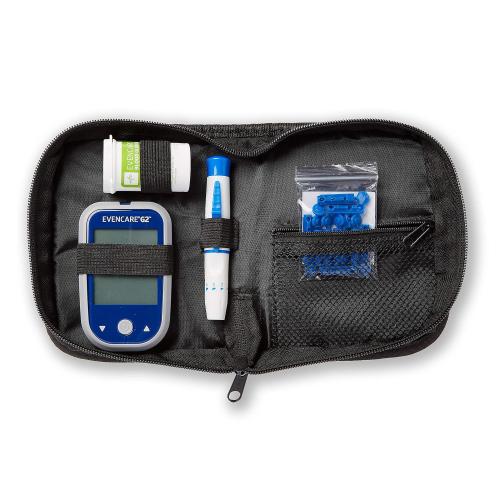 Medline EvenCare G2 Blood Glucose Monitor Starter Kit, Diabetic Care, 6 Sec Results, General Purpose Lancing Device & Lancets, Test Strips, Batteries, Guide, Carrying Case, Logbook, Voice Guidance