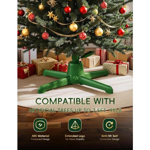 DG-Direct 360° Rotating Christmas Tree Stand, Up to 7.5ft, 90lb Artificial Christmas Tree, Fits 0.8–1.5 Tree Poles, Spinning Christmas Tree Stand, Christmas Tree Revolving Base with Remote Control