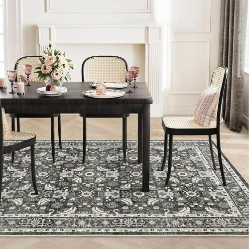 WITSHOCK Living Room Area Rugs 9x12: Soft Non-Slip Backing Washable Rugs Vintage Large Carpet for Bedroom Office Dining Room Kitchen Stain Resistant Home Decor Rug