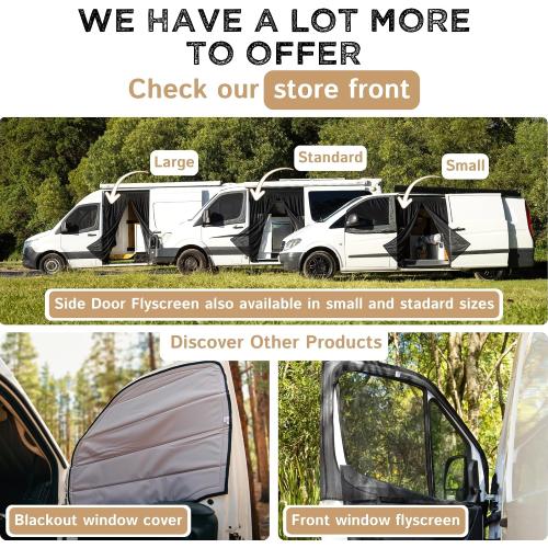 Living in a Bubble Van Bug Screen for Mercedes-Benz Sprinter Mid/High Roof and Other Campervans, Universal Size Sliding Door Flyscreen Mosquito Net, Center Magnetic Closure (Large)