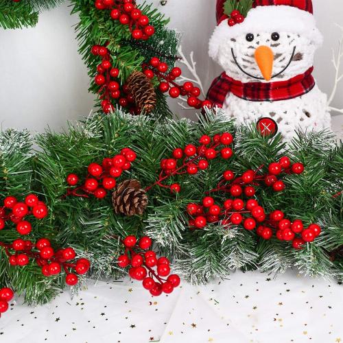 Lvydec Artificial Red Berry Picks - Christmas Holly Berry Branches Red Berry Stems for Holiday Home Decor and Crafts