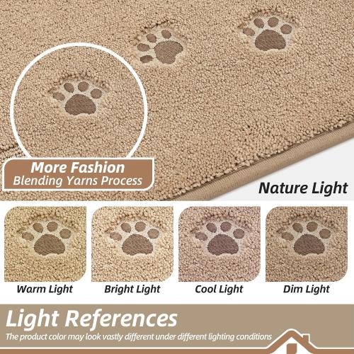 BEQHAUSE Dog Door Mat for Mud Paws Dirt Trapper Doormat Non-Slip Entryway Rugs Absorbent Welcome Mat Washable Indoor Floor Mat Low-Profile for Front Door, 20 x 32, Beige