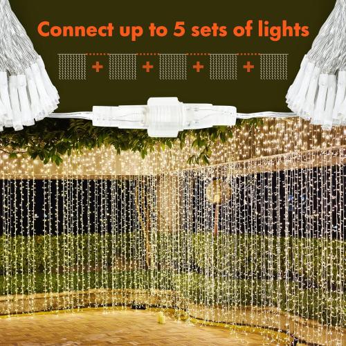 Twinkle Star 300 LED Curtain String Lights, 8 Modes Plug in Fairy Lights for Bedroom,Wedding,Party,Birthday, Hanging Twinkle Light for Indoor Outdoor Wall Window Backdrop Decoration, Warm White