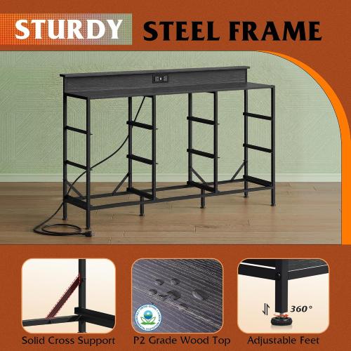 WLIVE Bedroom Dresser TV Stand 9 Drawers, Fabric Chest LED Lights, Charcoal | Black 9-drawer dresser TV stand fits 55in TV with wood top and charging station, fabric dresser for kids bedroom
