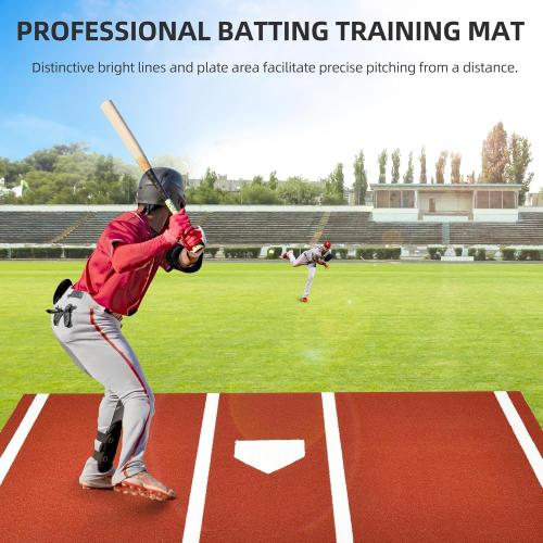 Baseball Batting Mat, Softball Hitting Mat, Upgraded Anti-Slip Matt with Stitched Embroidery Turf, Softball Baseball Training Matt with Home Plate Batters Box for Indoor Outdoor