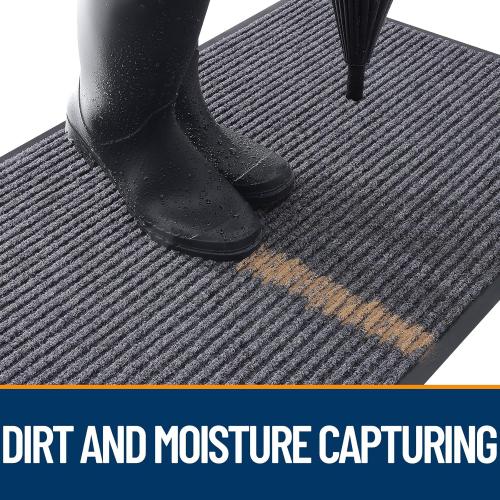 OLANLY Front Door Mat Indoor Outdoor Entrance, Waterproof Heavy Duty Doormat, Fade Resistant, Low Profile, Easy Clean Patio Porch Welcome Floor Mats for Entry, 47x32, Grey