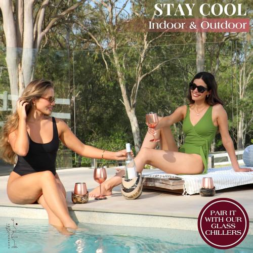 Gusto Nostro Marble Wine Chiller Bucket - 750ml Wine Bottle Cooler and Champagne Chiller for Party, Kitchen, Bar Cart Decor to Chill & Keep Bottles Cold - With Unique Wine Lovers Gift Box