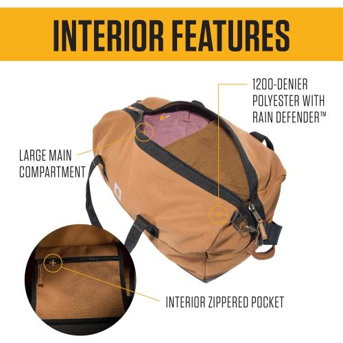 Color brown Carhartt Classic Duffels, Heavy-Duty Bag for Jobsite, Gym and Travel