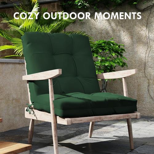 Outdoor High Back Chair Cushions 42x 21 x 4, Waterproof Patio Chair Cushions, Fade Resistant Seat Cushion for Outdoor Furniture, Porch, Balcony and Indoor (Dark Green, 2)