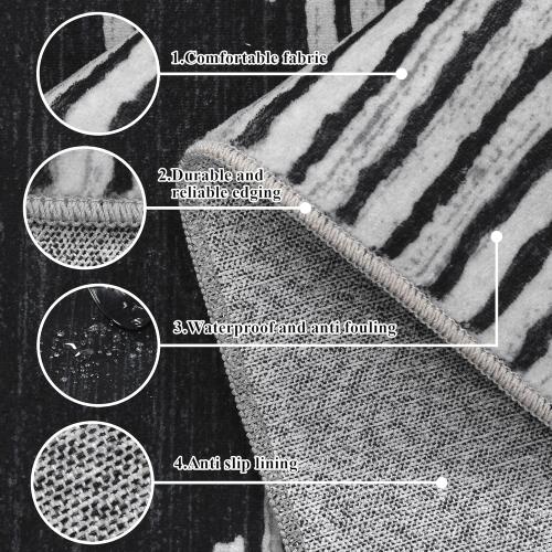 Size 2x6 Color Grey Hallway Runner Rug，2x6 Moroccan Modern Stripe Carpet Washable Machine Bathroom Runner Bohemian Design Modern Soft Non Slip Indoor Rug for Entryway Hallway Laundry Room Bedroom-Black