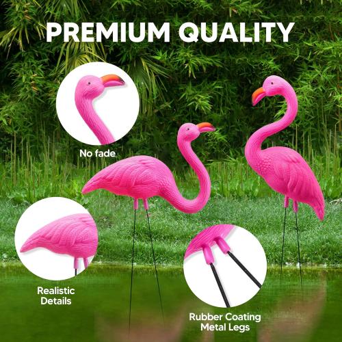 JOYIN 6 PACK Small Yard Flamingos Ornament Stakes, Mini Pink Flamingo Yard Decorations, Mini Lawn Plastic Flamingo Statue with Rubber Coating Metal Legs for Outdoor, Garden, Luau Party Gift (3-10IN)