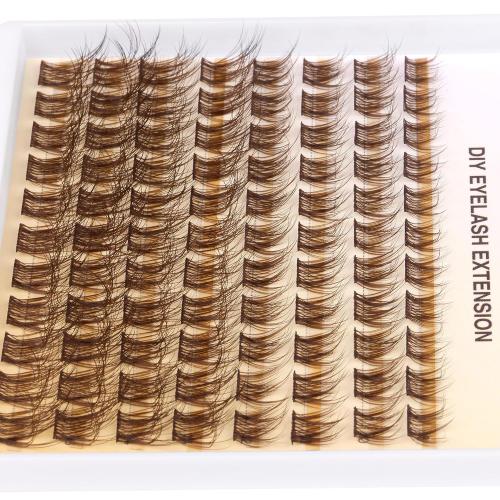 Brown Lashes Clusters Kit Natural Eyelash Extension CC-Curly Individual Lashes Kit with 8-16MM Brown Lash Clusters Lash Bond and Seal & Lash Applicator