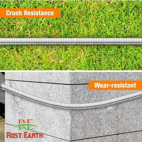 SILVER 100 FT Garden Hose Expandable - 304 Stainless Steel Water Hose 100 FT - Heavy Duty Flexible Kink Free Hose, no Bite