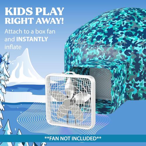 W&O Arctic Camo Aerodome with LED Lights & Sound – Inflates in Seconds for Kids Ages 3-12 (Fan Not Included)