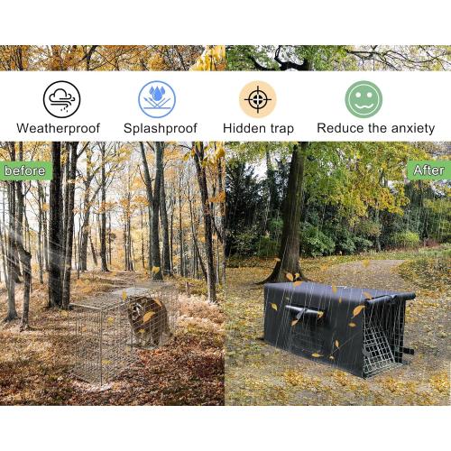 Live Feral Cat Trap Cage with Cover, Heavy Duty Folding Animal Traps Cage for Stray Cats, Humane Cat Trap for Raccoon, Squirrel, Skunk, Catch and Release - (32 x 10 x 12 inches)