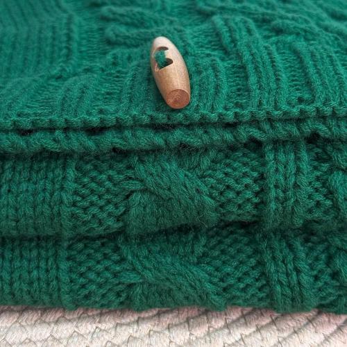 60-Inch Cable Sweater Knit Christmas Tree Skirt with Wooden Toggles, Forest Green