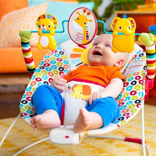 Bright Starts Portable Baby Bouncer Soothing Vibrations Infant Seat with Removable-Toy-Bar, 0-6 Months 6-20 lbs (Playful Pinwheels)
