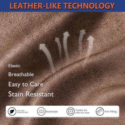 WdFour Leather-Like 4-Pieces Recliner Chair Covers Specifically for Small Adjustable Reclining Chair with 1 PC Pillowcase, Slipcover Recliner Couch Cover for Kids Dogs Pets,Brown