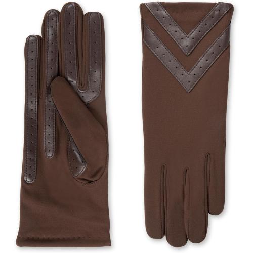 Size M/L...isotoner womens Spandex Touchscreen Cold Weather Gloves With Warm Fleece Lining and Chevron Details