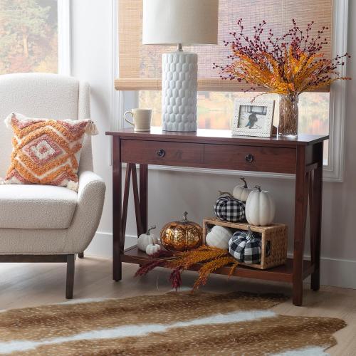 Linon Home Dcor Console Table, 42.01w x 13.98d x 30.71h, Antique Tobacco