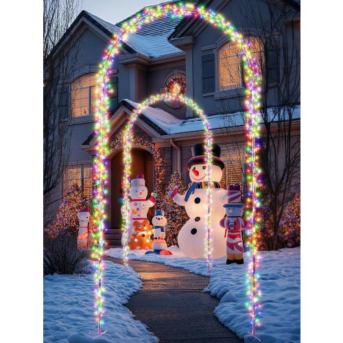 Flacchi Christmas Decoration Outdoor Arch Lights - 9.5FT 460LED Waterproof String Lights with Timer, 8 Modes for Holiday Party,Wedding, Garden, Patio (Multicolor)