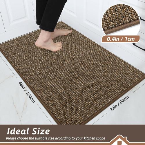 BEQHAUSE Kitchen Rugs 32x48, Non-Slip Kitchen Mats for Floor, Super Absorbent and Stain Resistant Kitchen Rugs, Machine Washable Rugs for Kitchen, Hallway, Laundry & Sink, Brown