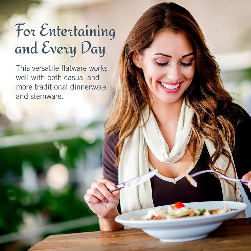 Mikasa Harmony 65-Piece 18/10 Stainless Steel Flatware Set, Service for 12, Polished Silverware with Serving Utensils, Dishwasher Safe