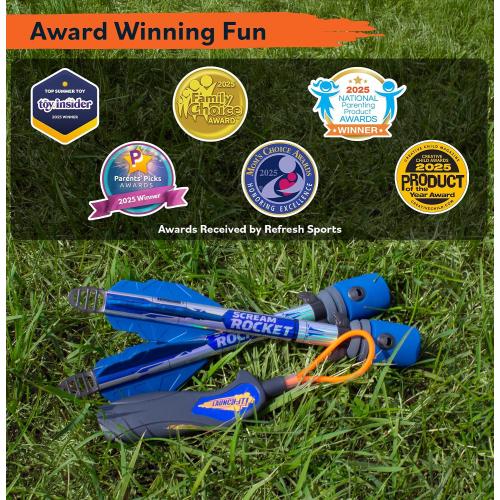 Toy Rocket Launcher for Kids: Best Outdoor Toys Slingshot Rockets Launchers Air Foam Rockets Games for Boys & Girls All Ages. Party Favor Easter Basket Stuffers & Great Gifts for Ages 8 9 10 11 12