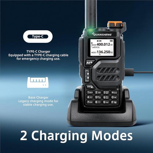 QUANSHENG UV-K5 Walkie Talkie Dual Band 5W Rechargeable Two Way Radio NOAA Emergency Weather Receiver with Type-C Charging Cable, Headset (Black 1 Pack)