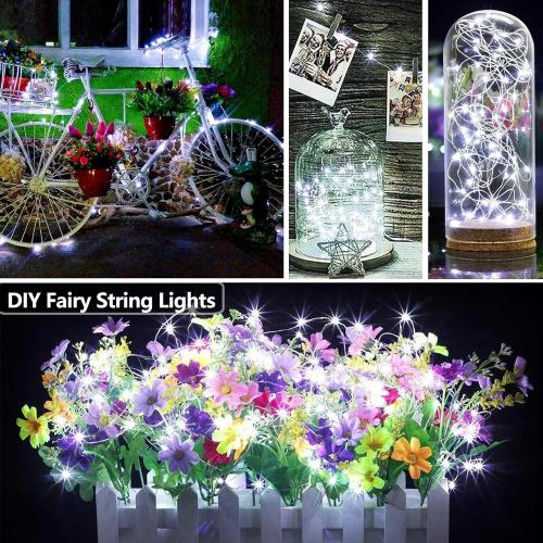Joomer LED Fairy Lights Battery Operated, 4 Pack Each 16FT 50 LED Cuttable Starry Lights with Timer for Bedroom, Parties, Wedding Christmas Indoor Decor (White)