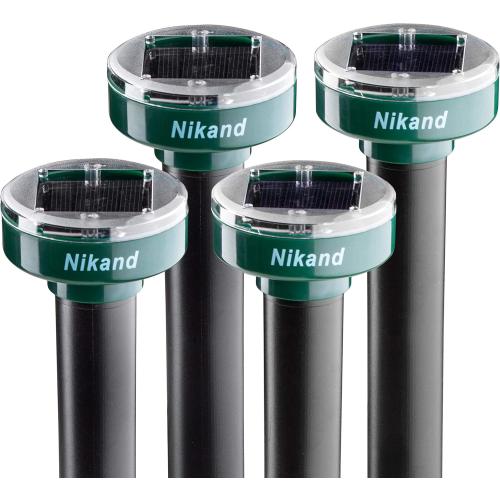 Gopher Repellent Ultrasonic Solar Powered - Mole Repellent Stakes Outdoor Pet Safe - Groundhog Repeller Snake Rodent Gopher Spikes Chaser - Sonic Mole Deterrent Devices (4)