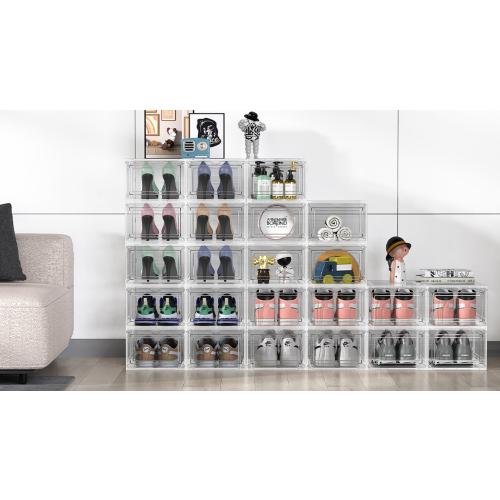 10 Pack Thickened Clear Stackable Shoe Organizer, Clear White