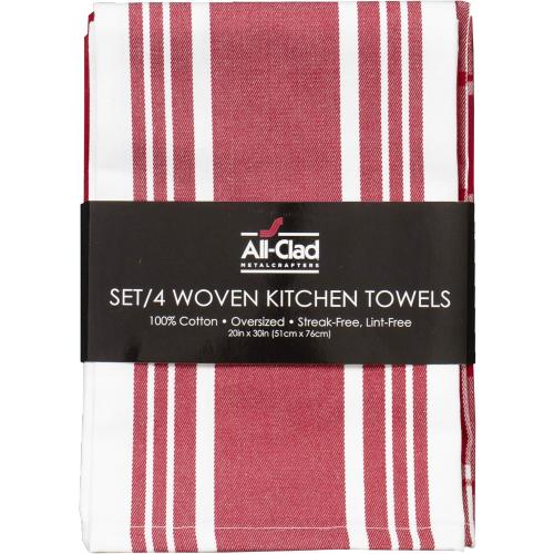 All-Clad Woven Bistro Kitchen Towels: Highly Absorbent, Super Soft Long Lasting - 100% Cotton, 20x30 Dish Towels for Cleaning & Drying Dishes, Pans, Glassware, or Countertops, (2-Pack), Chili