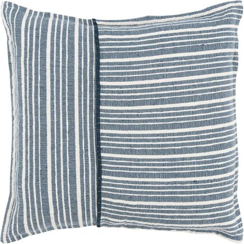 HomeRoots 20 Blue and White Cotton Pillow with Embroidery Edges