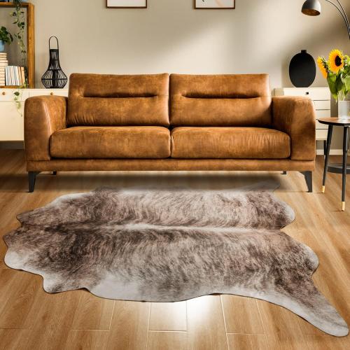 Cowhide Rug 5.2 x 6.3 Feet, Cow Hide Durable No-Slip Backing, Faux Cowhide Thickened Elastic, for Bedroom Living Room Home Office Western Decor