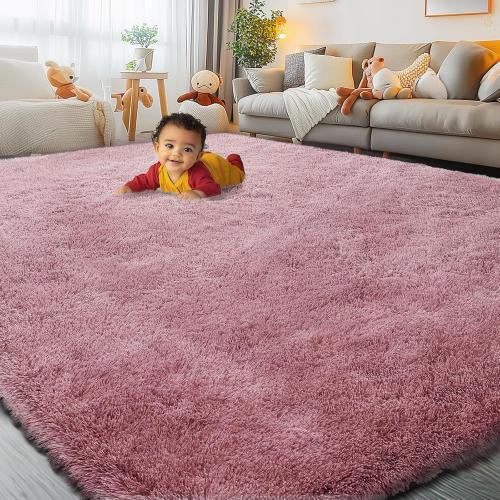 Rugs for Bedroom , Soft Area Rug for Living Room Dorm, Non Slip Shag Rugs for Girls Boys Bedroom, Soft Kids Carpet, Modern Home Decor Aesthetic(Blush)