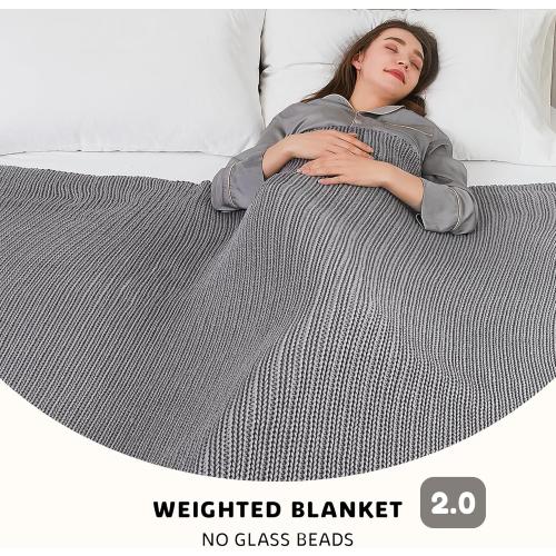 L'AGRATY Knitted Weighted Blanket - 60x80 15lbs Cooling Chunky Knit Heavy Blanket for Adults Braided Crochet Throw Thick Cable Yarn Knit Decorative Blanket No Beads Evenly Weighted Machine Washable