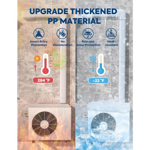 4 16Ft Mini Split Line Set Cover with Flexible Duct, Long Duct Cover Kits - Paintable Minisplit Lineset Cover Kit, AC Line Hide for Mini-Split, Air Conditioner, Central AC, HVAC, White