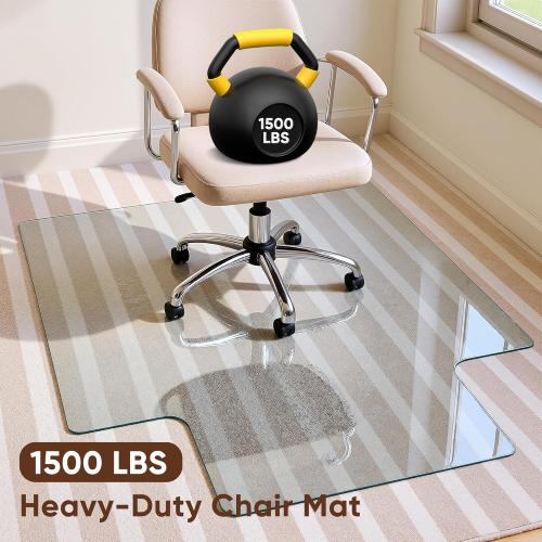 Antok Irregular Tempered Glass Chair Mat, 36x48 Office Chair Mat for Carpet & Hardwood Floors, Heavy Duty 0.2 Desk Chair Mat for Smooth Rolling at Home or Office