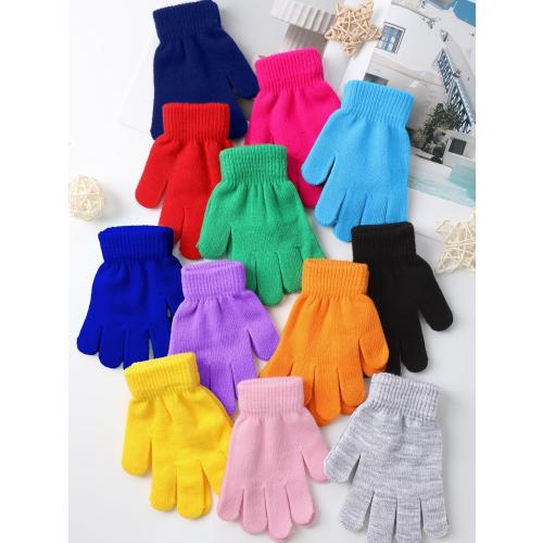 Glooarm 12 Pairs Kids Gloves Winter Toddler Full Fingers Knit Children Stretchy Warm Gloves Bulk for Boys Girls