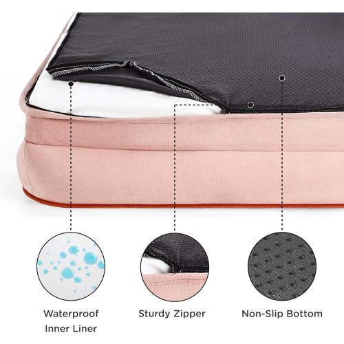 Bedsure Small Orthopedic Dog Bed - Washable Bolster Dog Sofa Beds for Small Dogs, Supportive Foam Pet Couch Bed with Removable Washable Cover, Waterproof Lining and Nonskid Bottom Couch, Pink