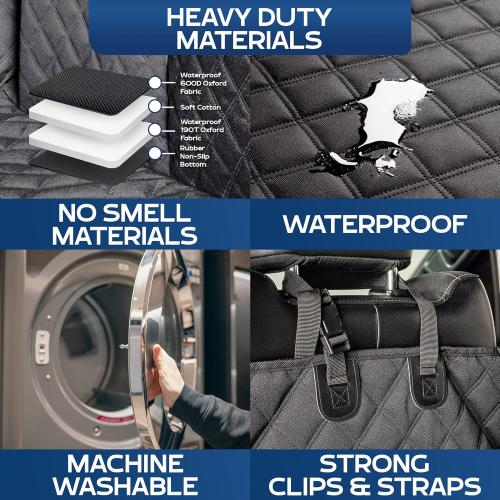 Black and Orange XL Floor Cover with Door Protection, 2025 Black – As Seen on Shark Tank – Fits Full‑Size Crew Cab Trucks with Fold‑Up Seats, Waterproof & Machine Washable – Sturdy XL Dog Hammock for Truck