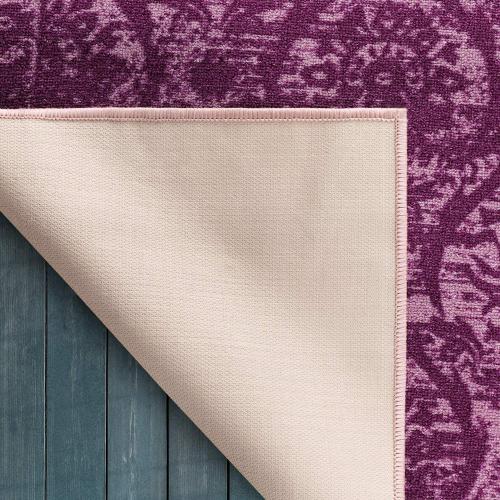 Antep Rugs Alfombras Non-Skid (Non-Slip) 6x9 Rubber Backing Floral Geometric Low Profile Pile Indoor Area Rugs (Purple, 6'7 x 9')
