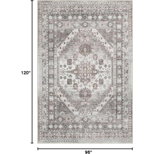 zesthome Size  8x10 Color White Area Rugs for Living Room,Non-Slip Backing Washable Rugs,Vintage Large Area Rug，Stain Resistant Home Decor Rug (Brown/Beige,8'x10')