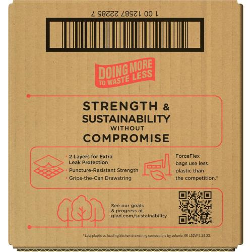Glad ForceFlex Tall Kitchen Drawstring Trash Bags, 13 Gal, Fresh Clean, 110 Ct, Pack May Vary