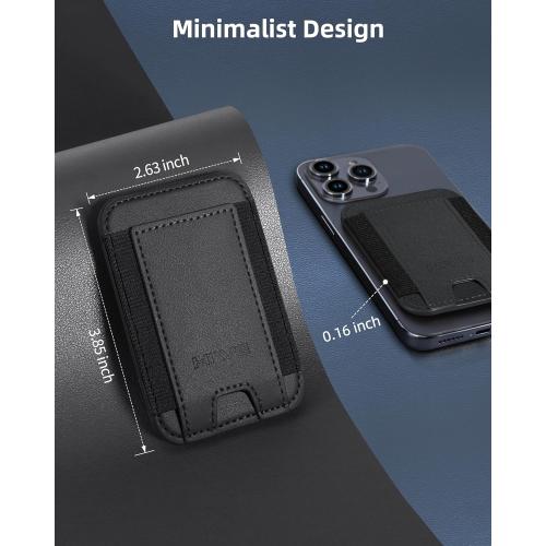 for MagSafe Wallet, Strongest Magnetic Wallet for iPhone 16/15/14/13/12 Series, 7 Cards Holder, Magnetic Phone Wallets, Leather Minimalist Slim RFID for iPhone Wallets, 1 Slot, Black & Black
